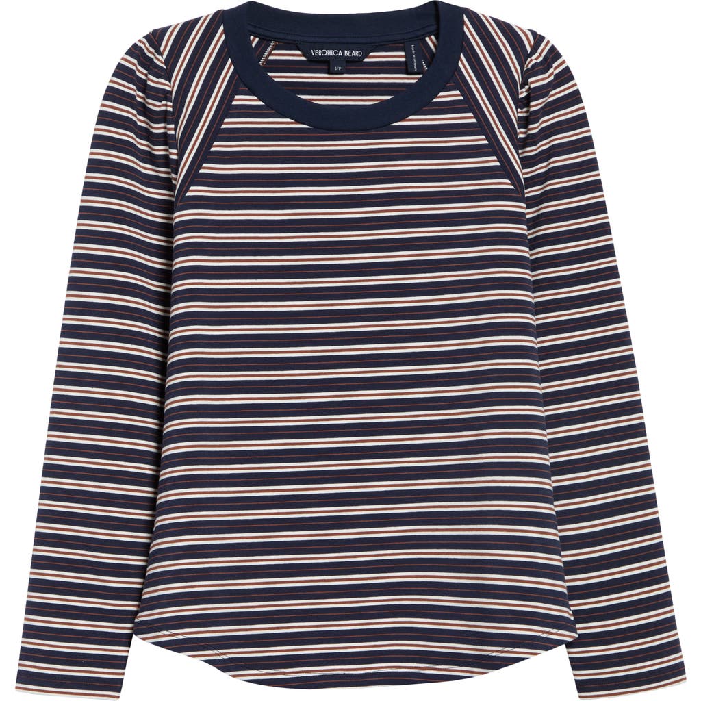 Veronica Beard Mason Stripe Raglan T-shirt In Heritage Navy Multi