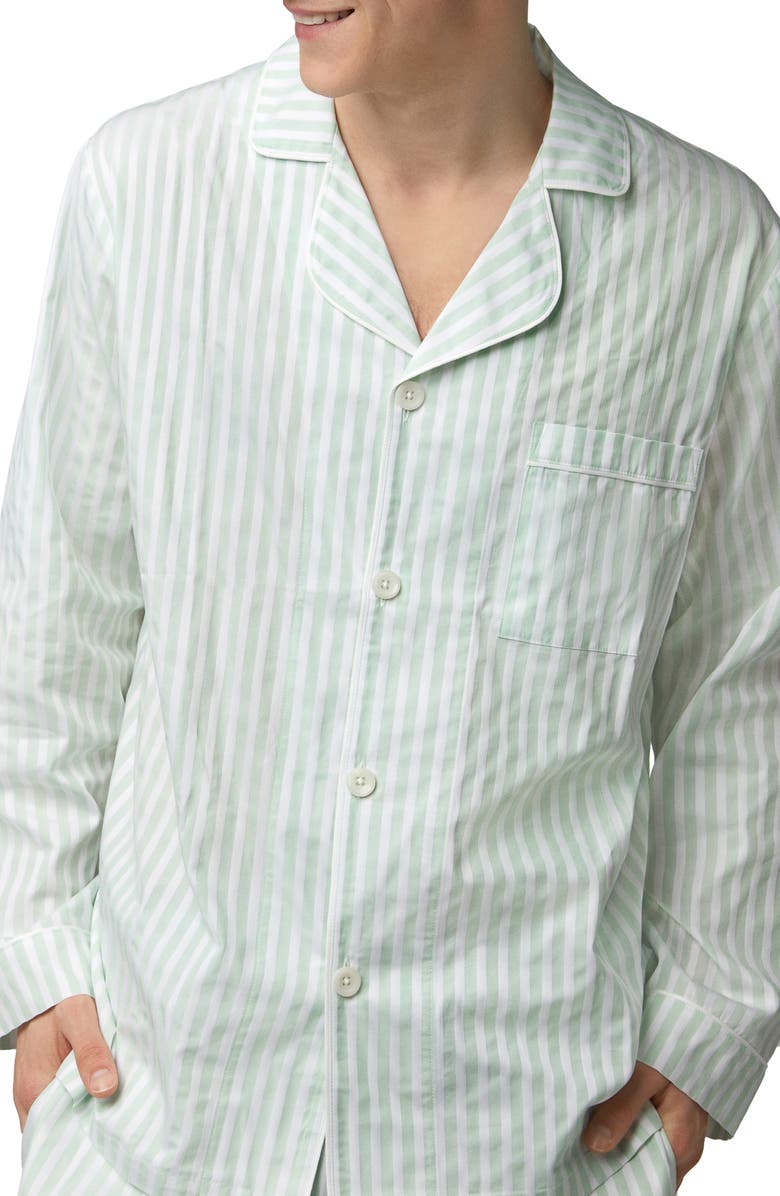 BedHead Pajamas Print Organic Cotton Pajamas, Alternate, color, Mint 3D Stripe