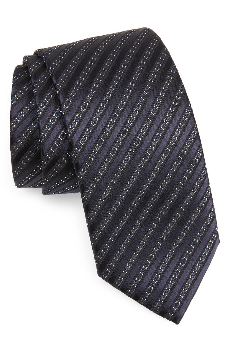 ZEGNA TIES Cento Fili Dark Blue Silk Jacquard Tie, Main, color,