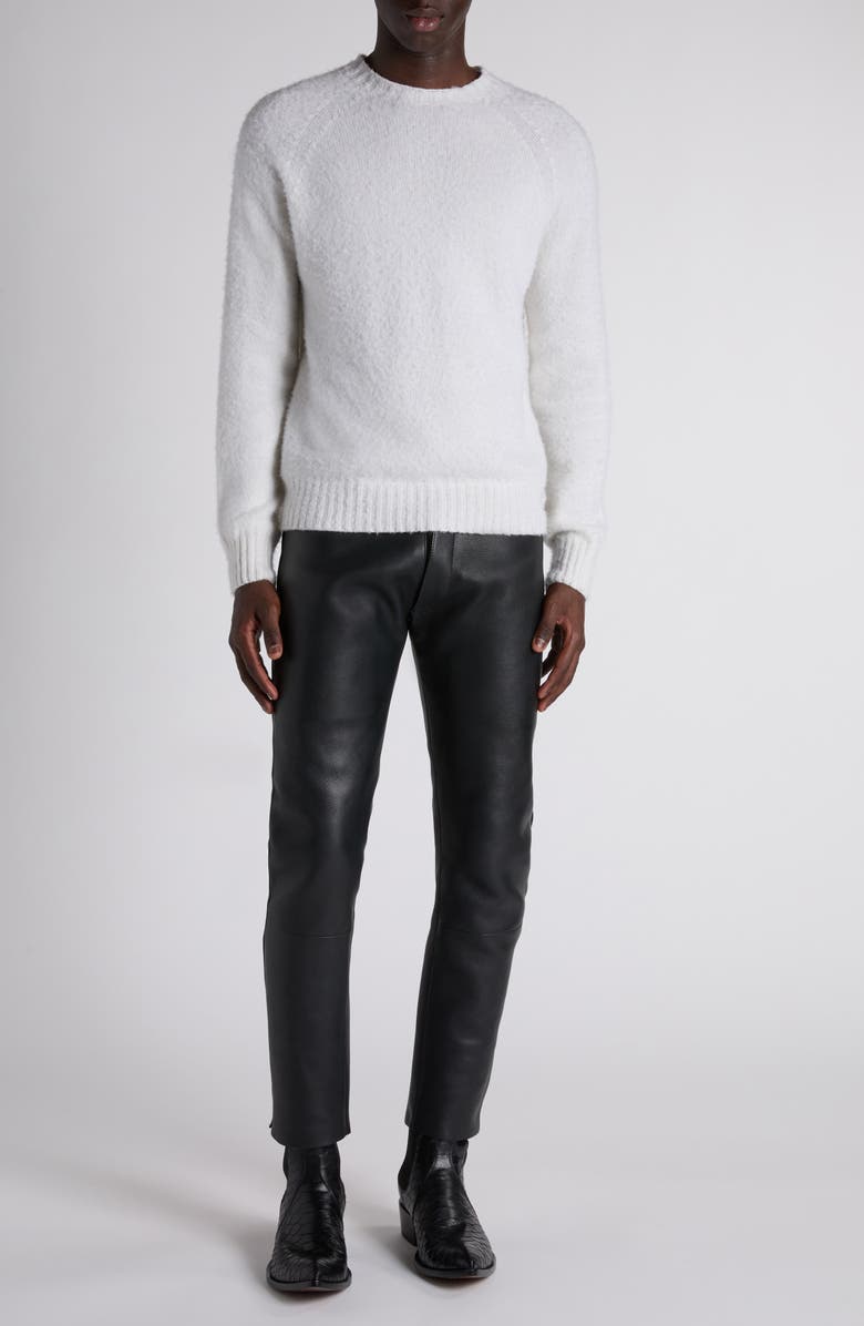 TOM FORD Scottish Teasel Cashmere Crewneck Sweater, Alternate, color, Aw003 Chalk