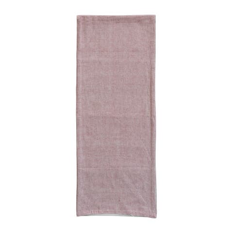 Woven Cotton 2-Sided Table Runner with Grid Pattern, Red & Cream Color