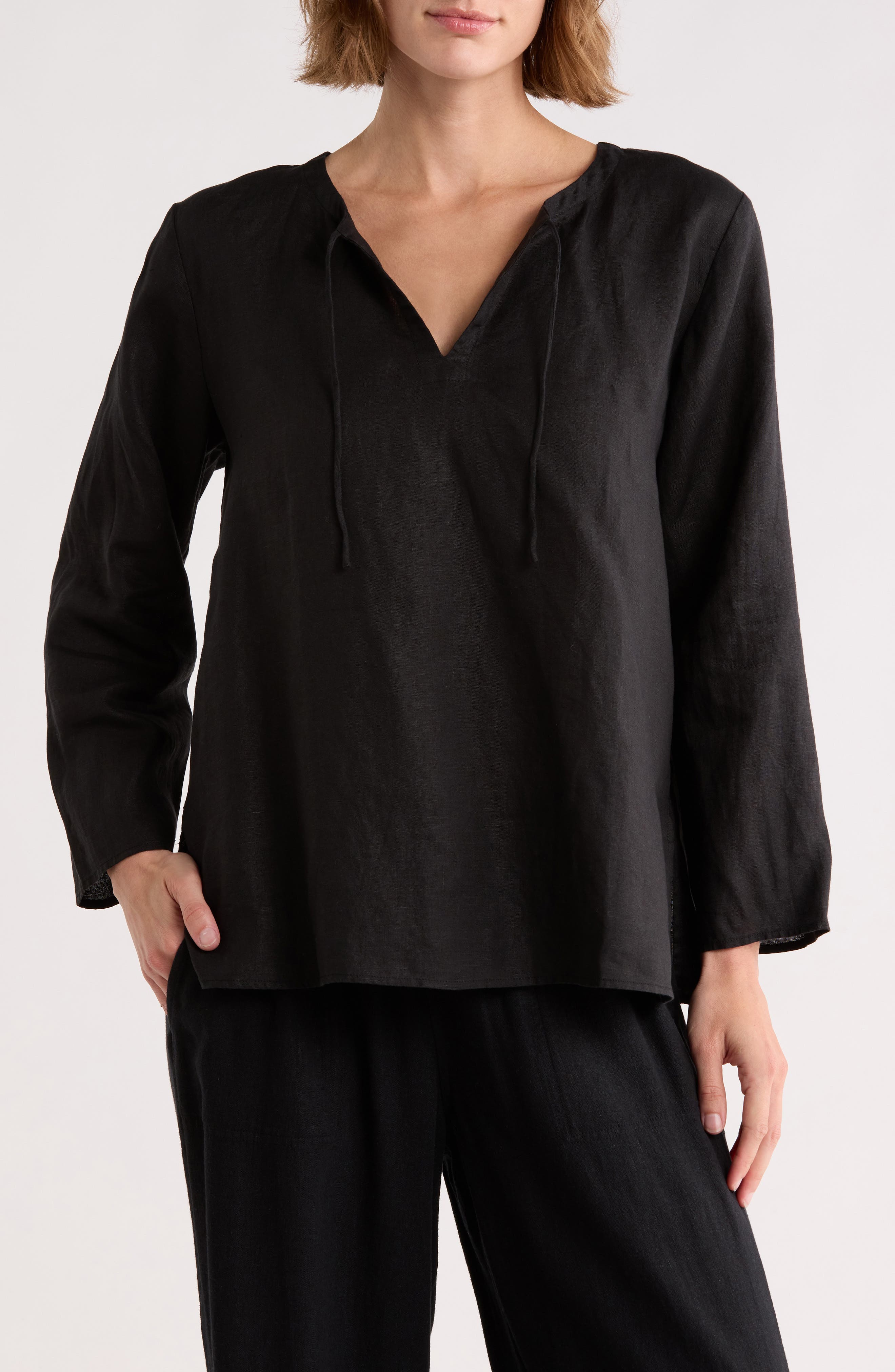 Eileen Fisher Princess Sleeve Linen Top
