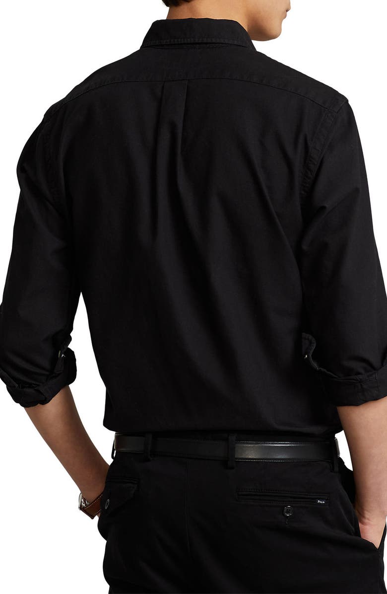 Polo Ralph Lauren Classic Fit Garment-Dyed Long Sleeve Oxford Shirt, Alternate, color, Polo Black