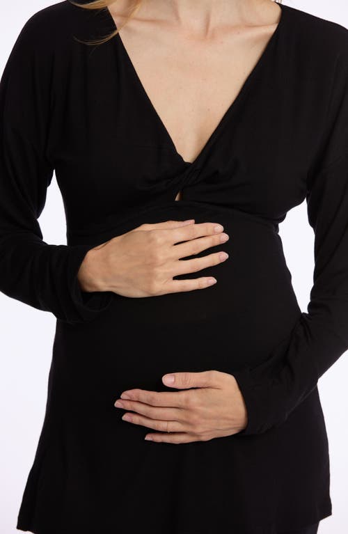 Cache Coeur Louna Maternity And Nursing Long Sleeve T-shirt In Black