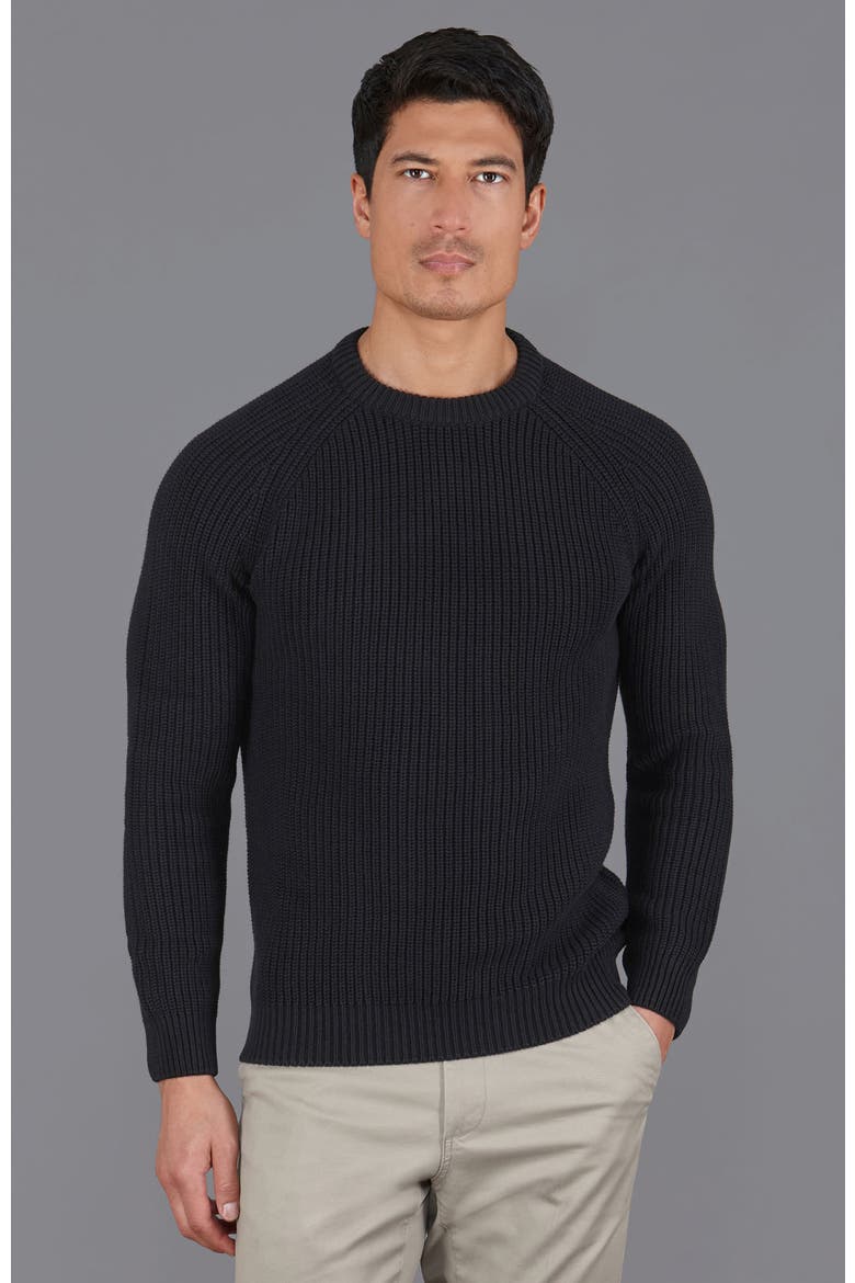 Cotton Fisherman Rib Knit Sweater, Main, color, Black