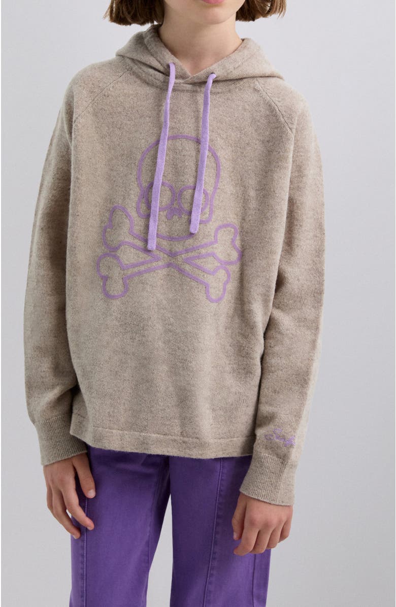 Scalpers Skull Hoodie Tricot Girls, Alternate, color, Taupe