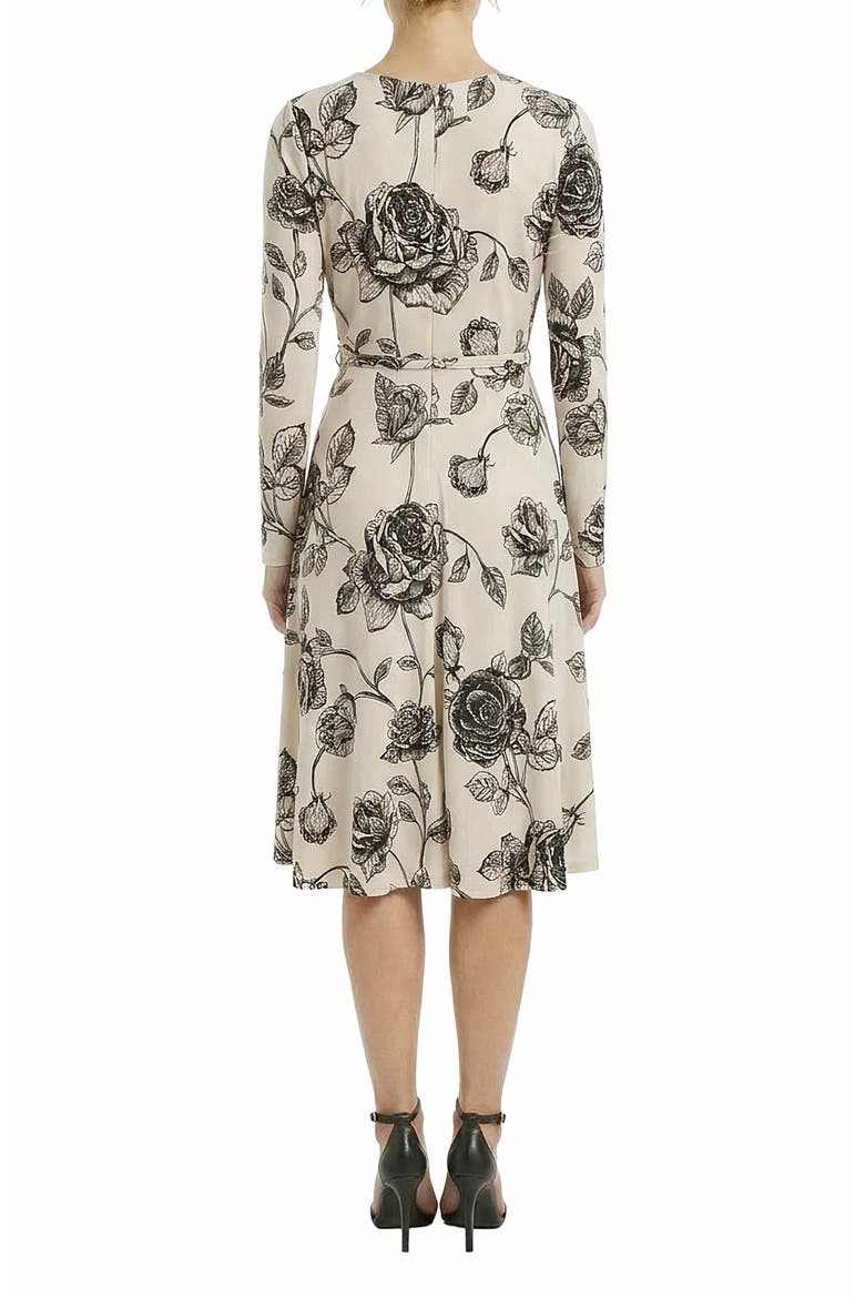 Cowl Neck Long Sleeve A-Line Dress, Alternate, color, IVORY/ BLACK