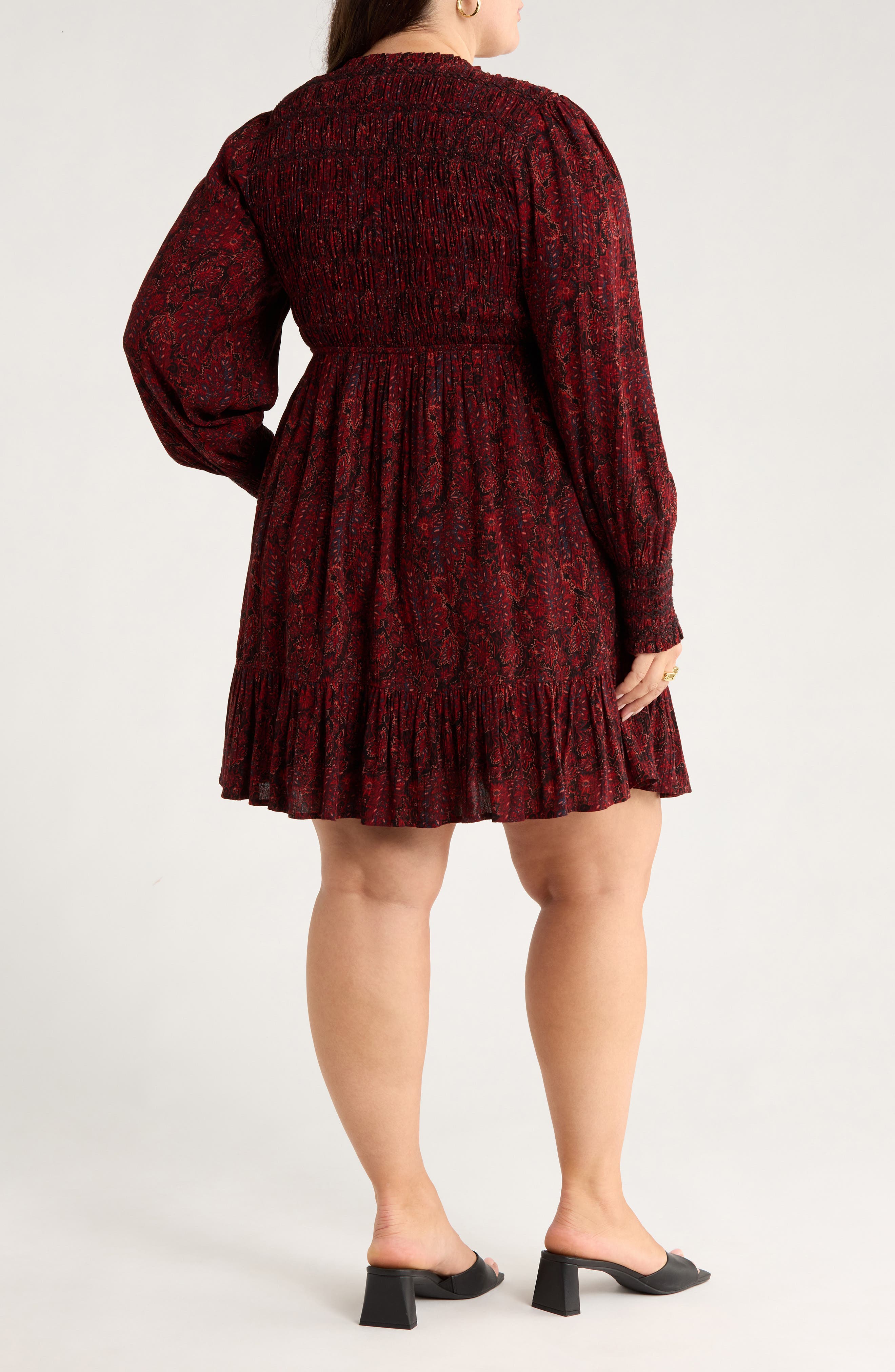 Long Sleeve Smocked Bodice Dress - image 2