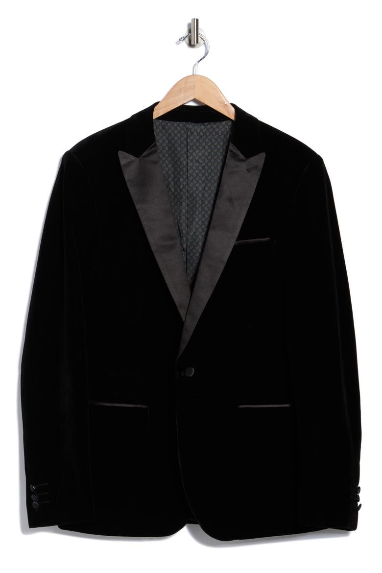 Peak Lapel Velvet Dinner Jacket, Alternate, color, BLACK