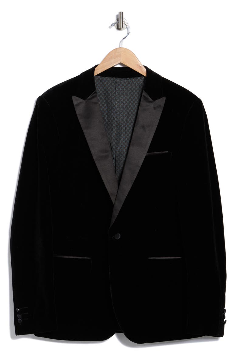 TOM BAINE Peak Lapel Velvet Dinner Jacket, Alternate, color, Black