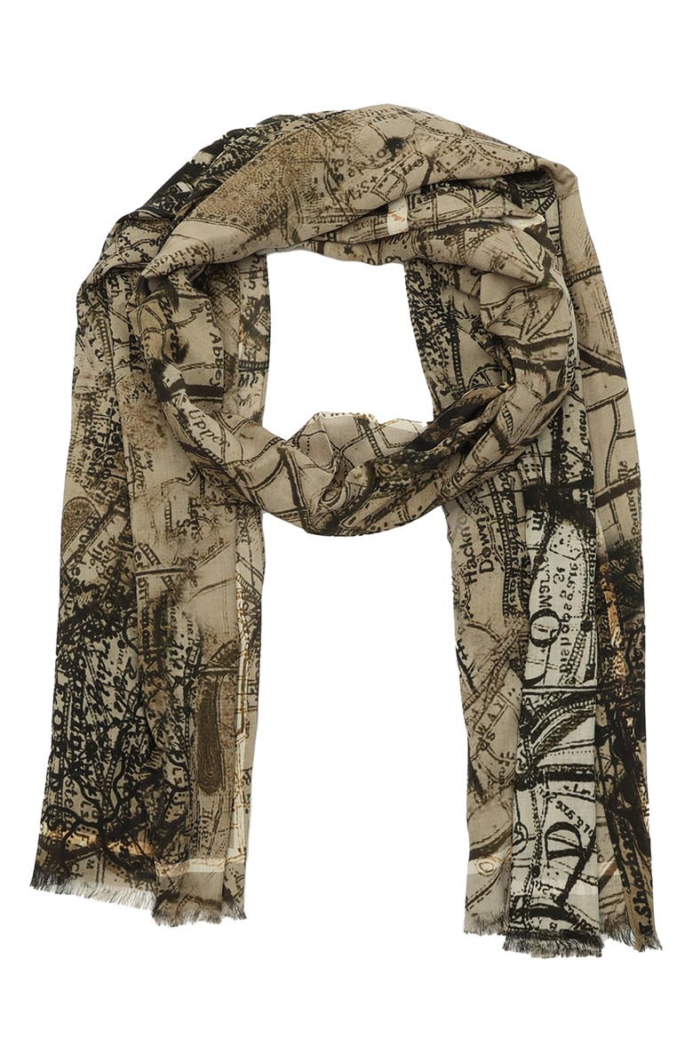 AllSaints Gianna Latte Brown Oblong Scarf, Main, color, 