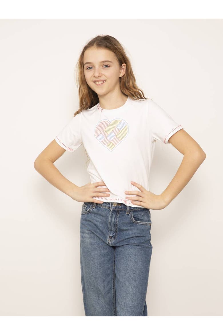 Janna Embroidered Heart Tee, Main, color, IVORY