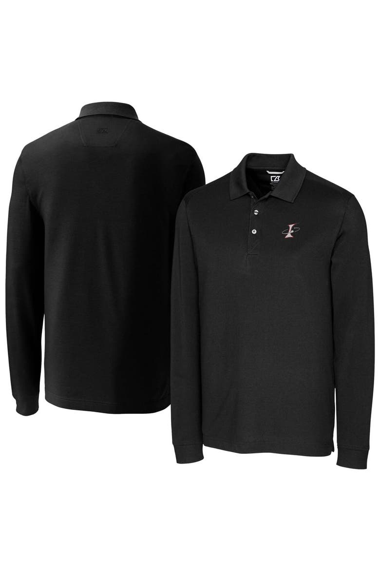 Men's Cutter & Buck Black Albuquerque Isotopes DryTec Advantage Tri-Blend Pique Long Sleeve Polo, Main, color, Black