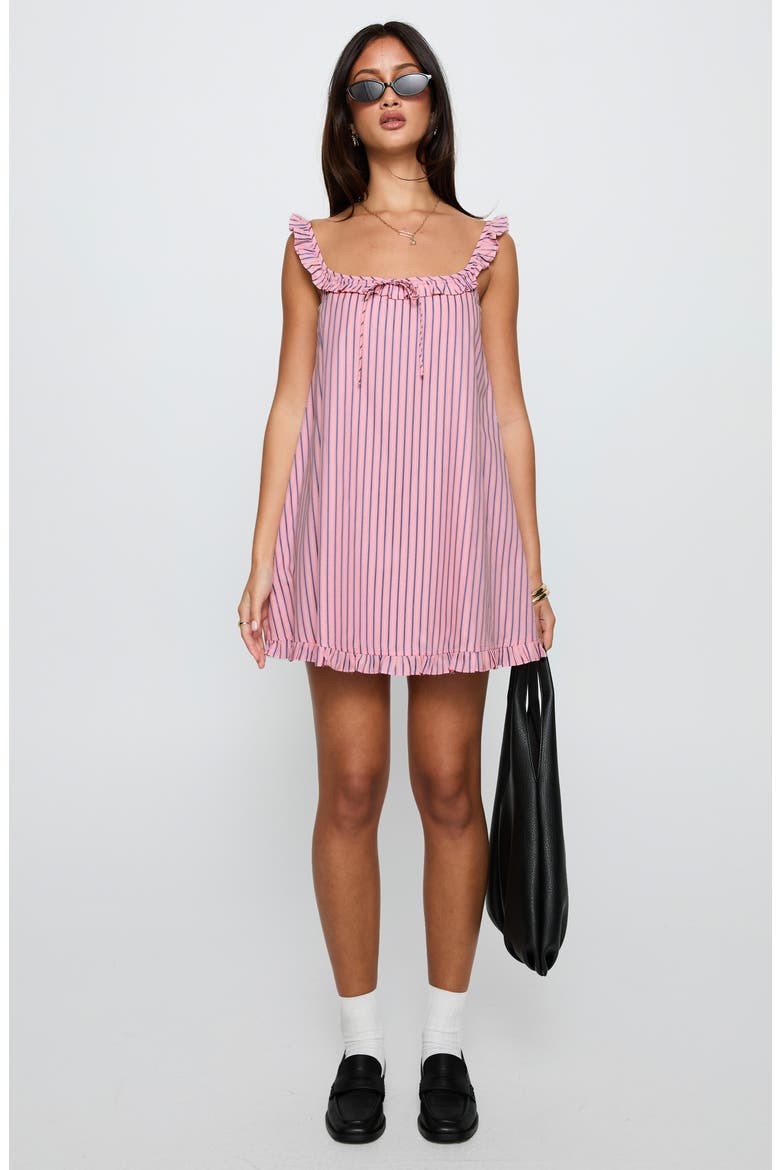 Zalina Stripe Babydoll Minidress, Alternate, color, PINK STRIPE