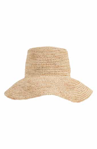Bruno Magli Crochet Bucket Straw Sun Hat