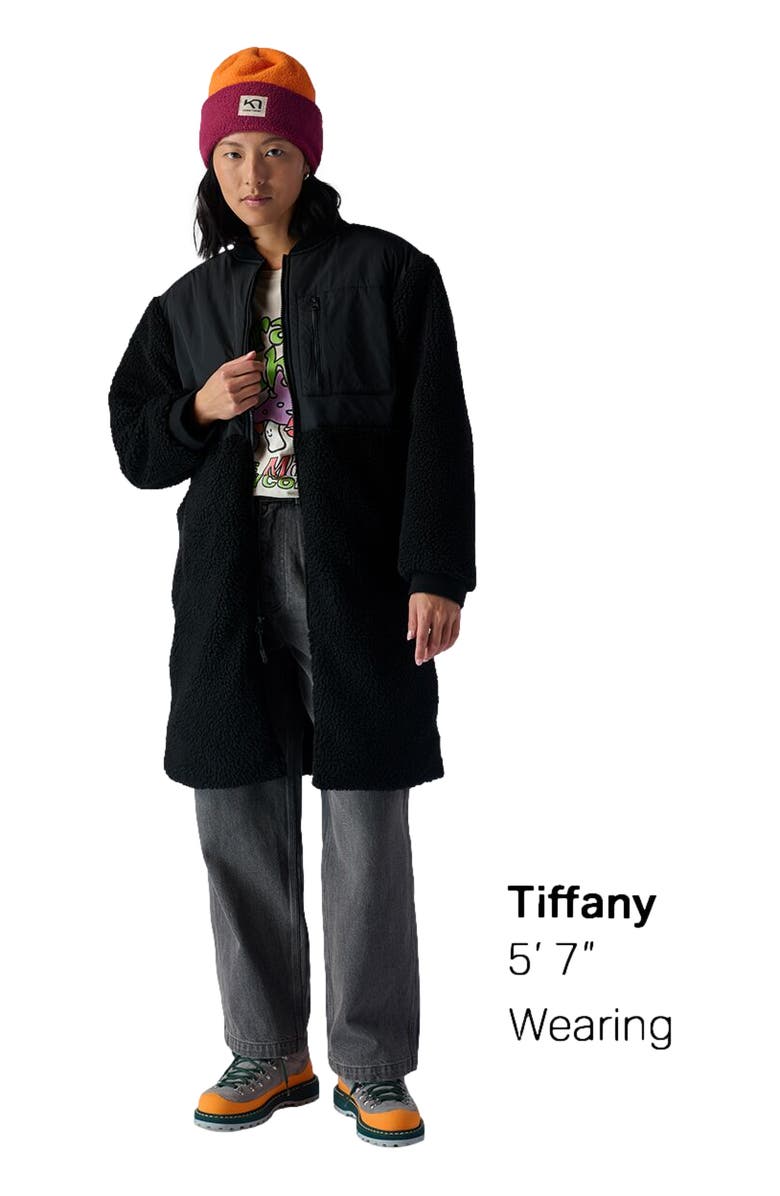 Backcountry Mixed Fabric Fleece Long Coat - Women's, Alternate, color, Black