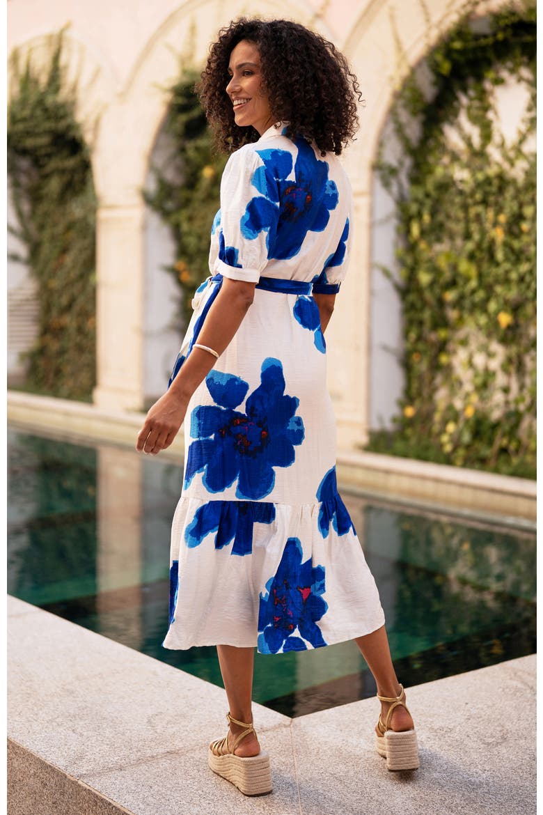 Scattered Floral Shirt Dress, Alternate, color, Blue