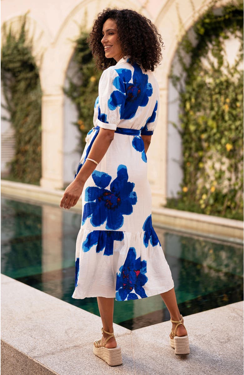 Yumi Scattered Floral Shirt Dress, Alternate, color, Blue