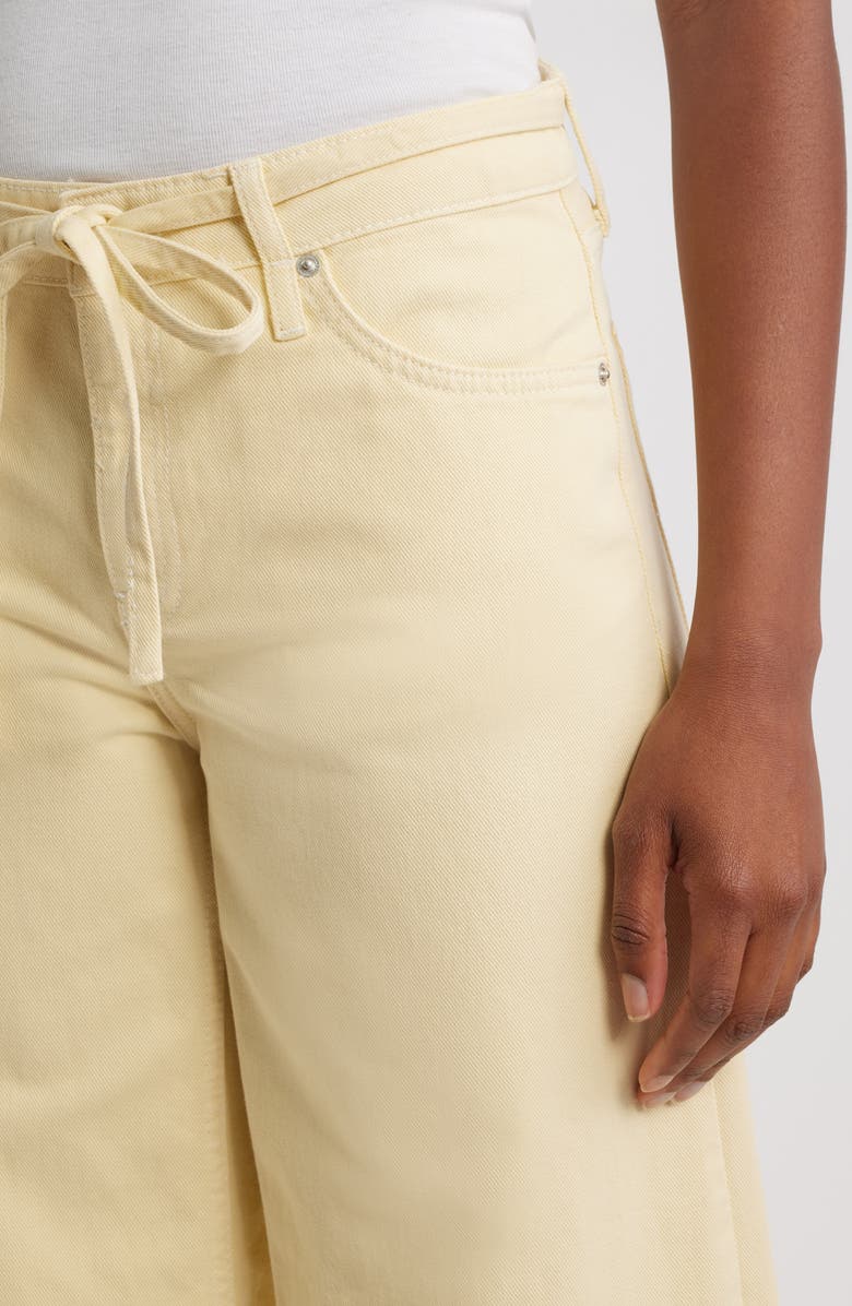 MANGO Olivia Tie Belt High Waist Wide Leg Jeans, Alternate, color, Yellow