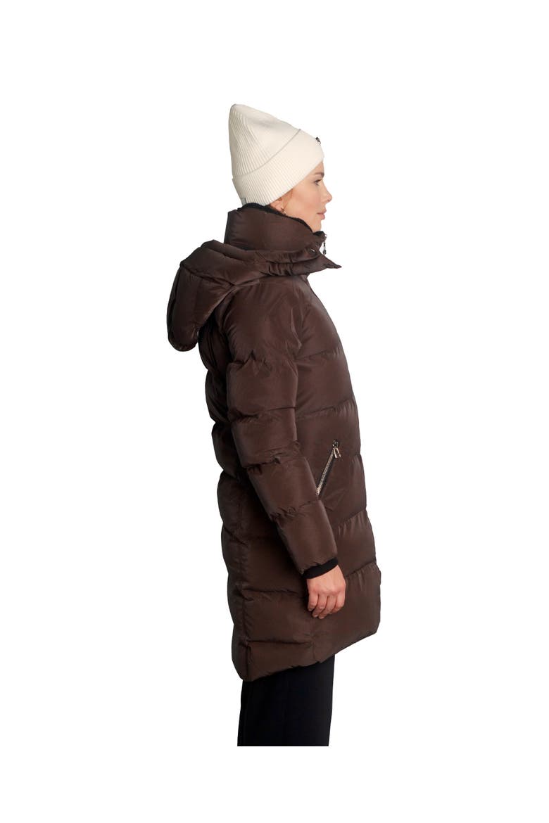 Women's Penguin Long Length Quilted Coat, Alternate, color, MOCHA DIAMOND