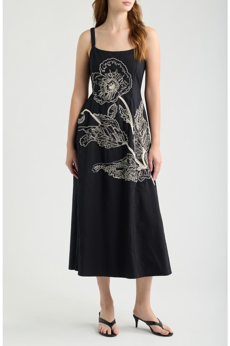 Joplin Organic Cotton Ankle Dress, Main, color, BLACK IVORY
