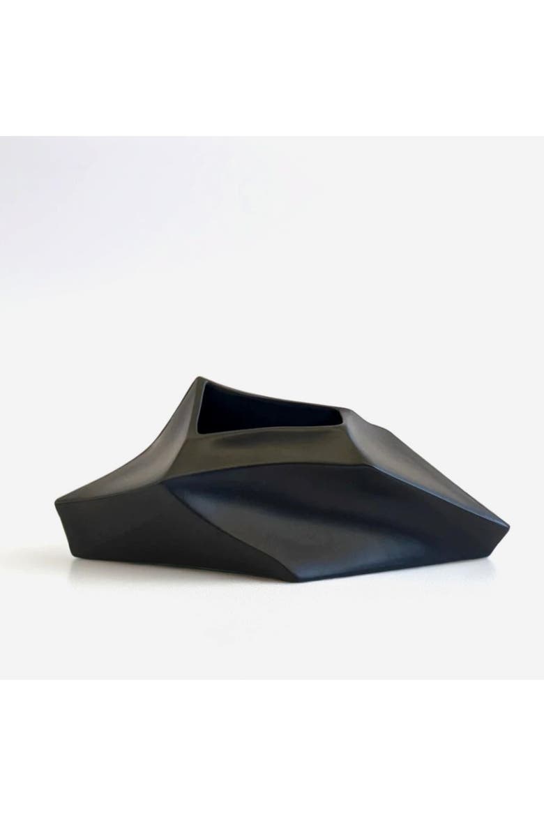 Geo Flat Vase, Main, color, Black