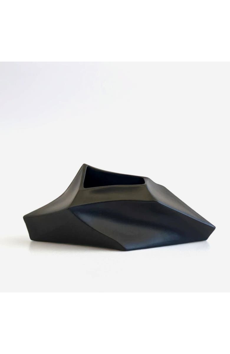 DinaDecor Geo Flat Vase, Main, color, Black