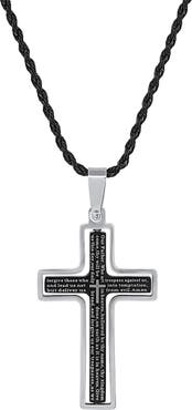 HMY JEWELRY Stainless Steel Lord's Prayer Cross Pendant Necklace