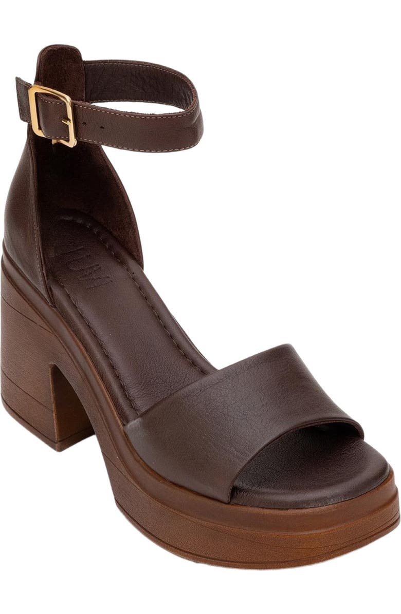 Forever & Always Shoes MARGOT Leather Platform Sandal, Main, color, Dark Brown Leather
