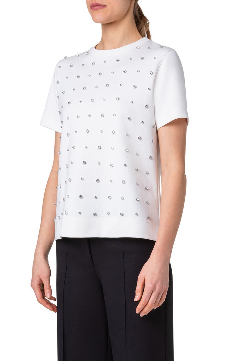 Akris punto Rhinestone Studded T-Shirt, Alternate, color, 