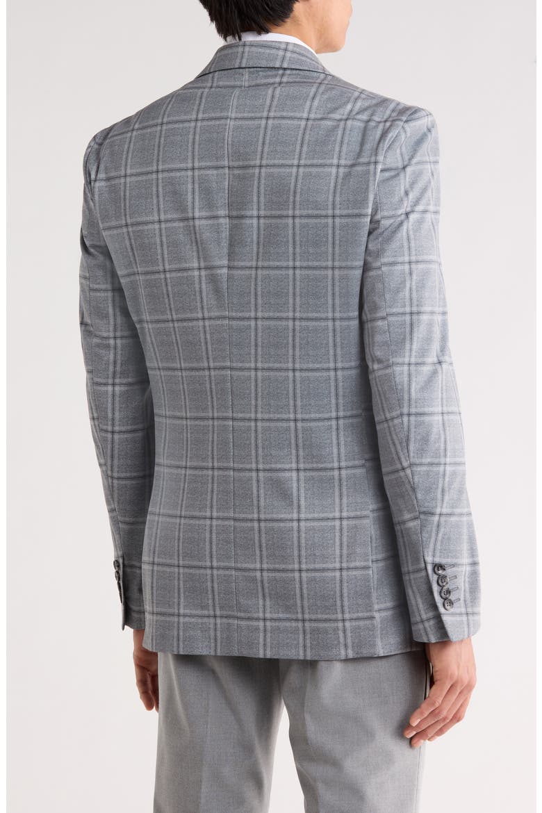 Slim Fit Plaid Knit Sport Coat, Alternate, color, GREY