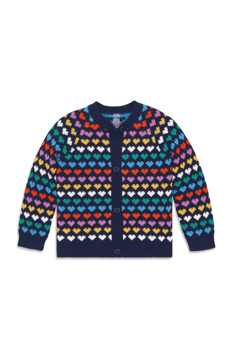 Primary Kids Rainbow Hearts Cardigan, Main, color, 