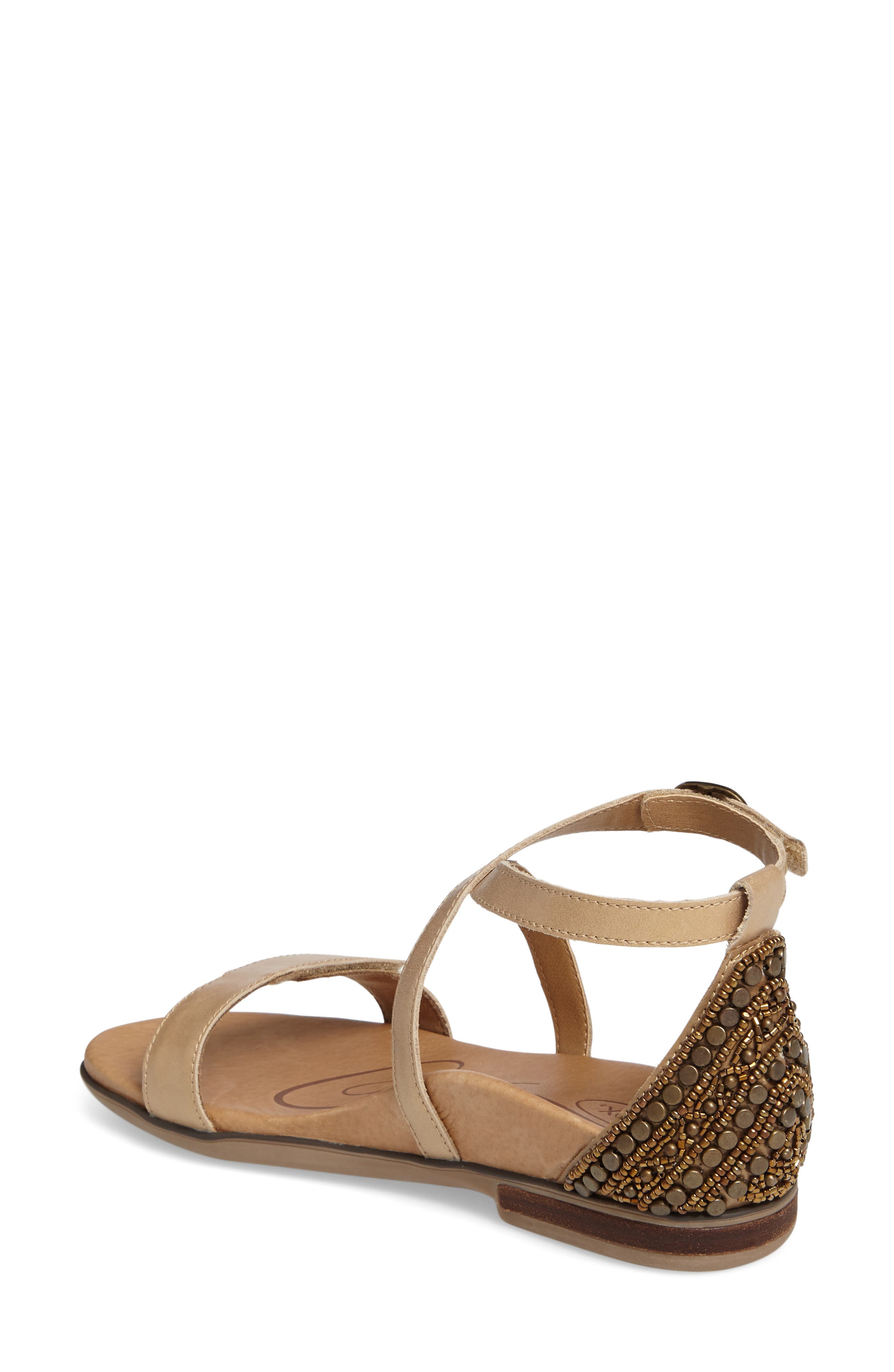 Brenda Embellished Cross Strap Sandal, Alternate, color, STONE LEATHER