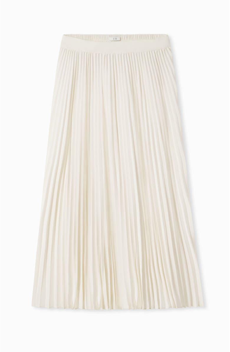 CO Pleated Elastic Waist Skirt in Stretch Crepe, Alternate, color,