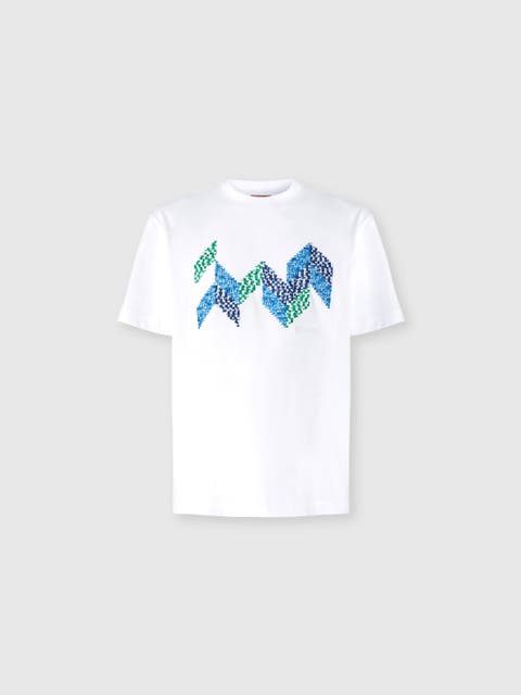 Short Sleeve T-shirt With Flame Zigzag Insert And Logo