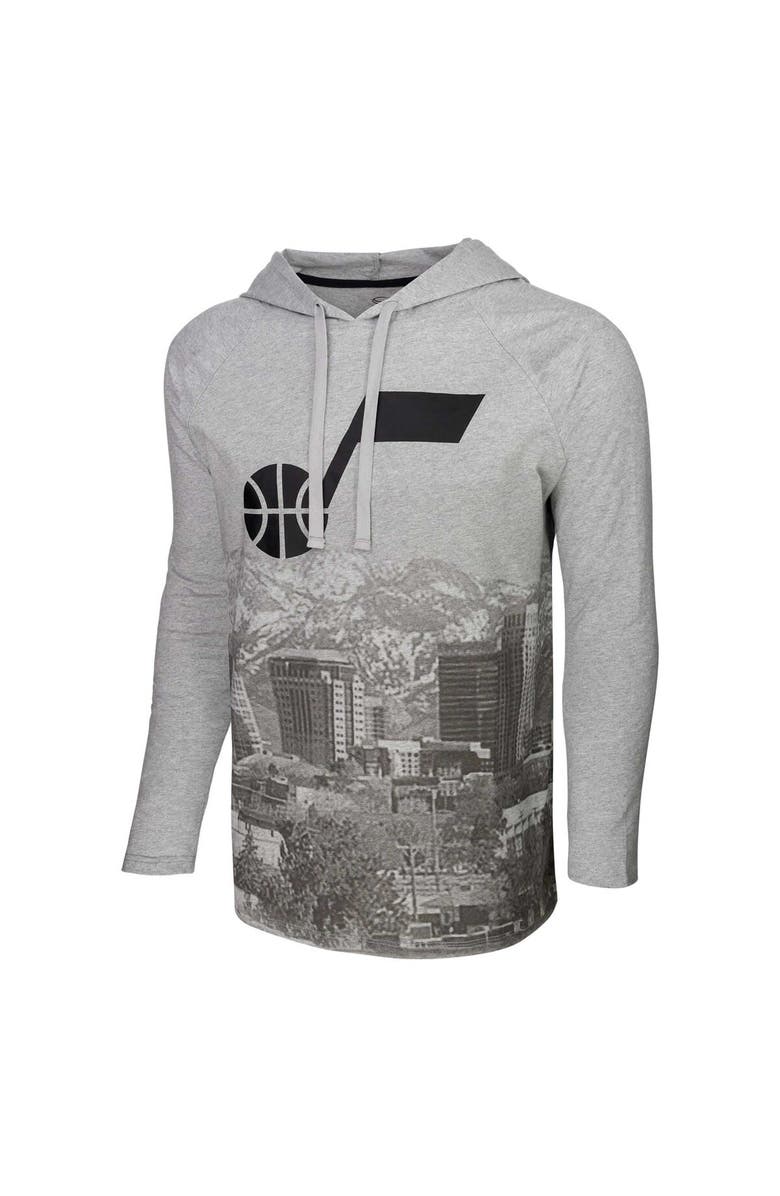 Stadium Essentials Men's Stadium Essentials Heather Gray Utah Jazz Atrium Raglan Long Sleeve Hoodie T-Shirt, Alternate, color, Heather Gray