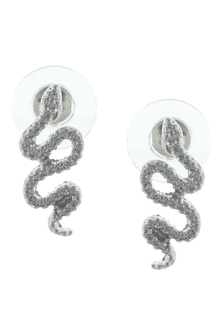 Snake Slither Stud Earrings, Main, color, SILVER