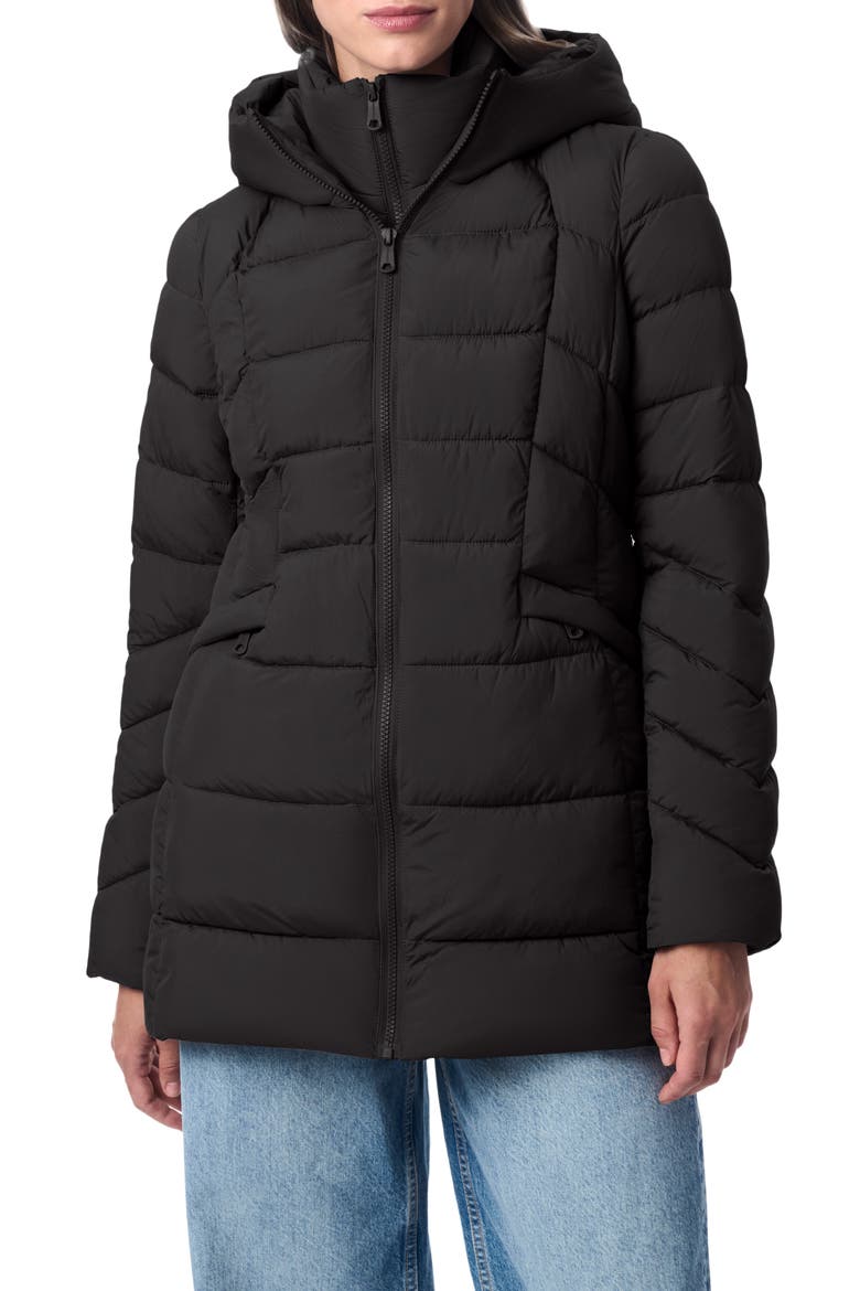 Hooded Puffer Jacket with Bib, Main, color, BLACK