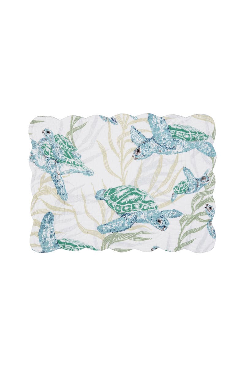 C&F Home Cape Canaveral Reversible Washable Set of 6 Placemats 13" x 19", Alternate, color, White