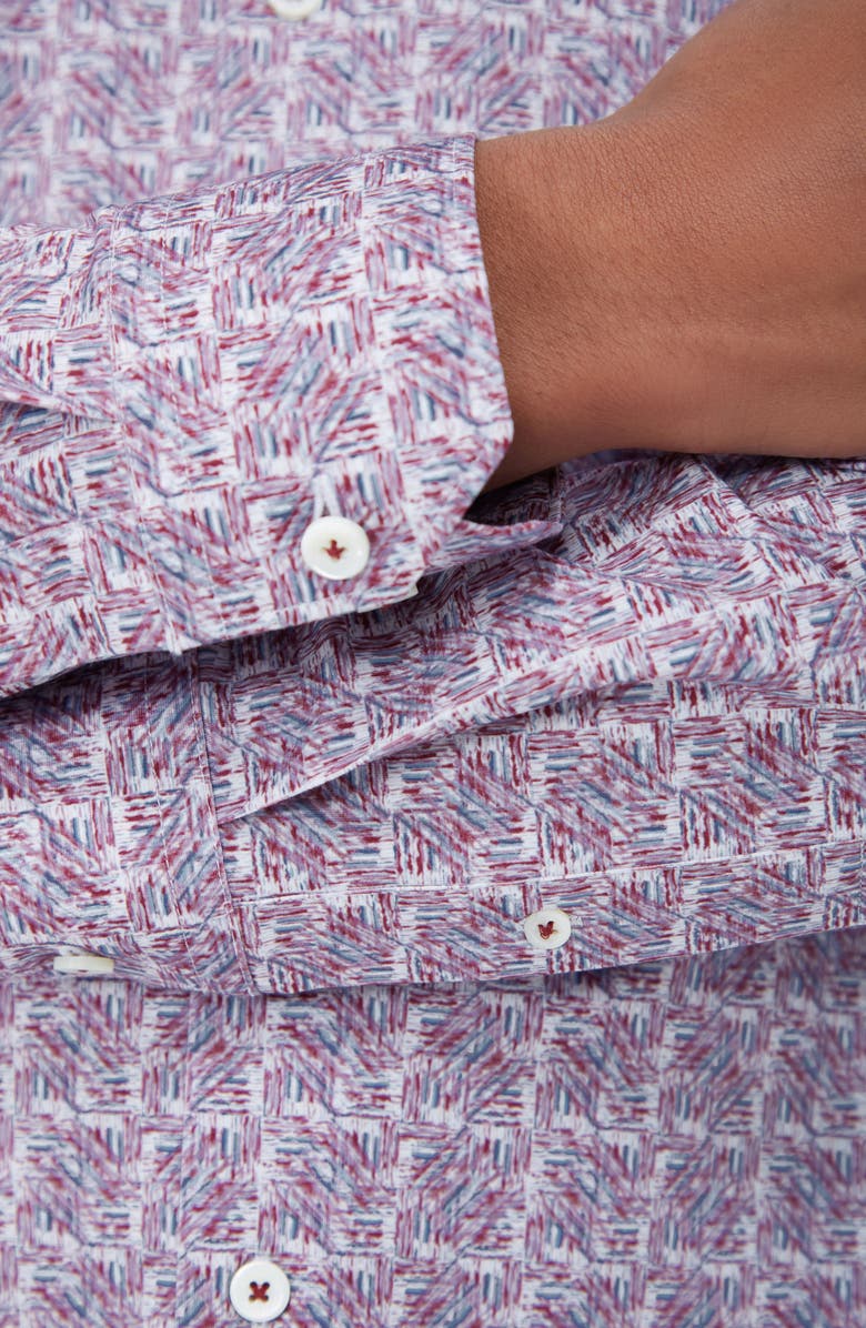 Bugatchi James OoohCotton<sup>®</sup> Geo Print Button-Up Shirt, Alternate, color, Plum