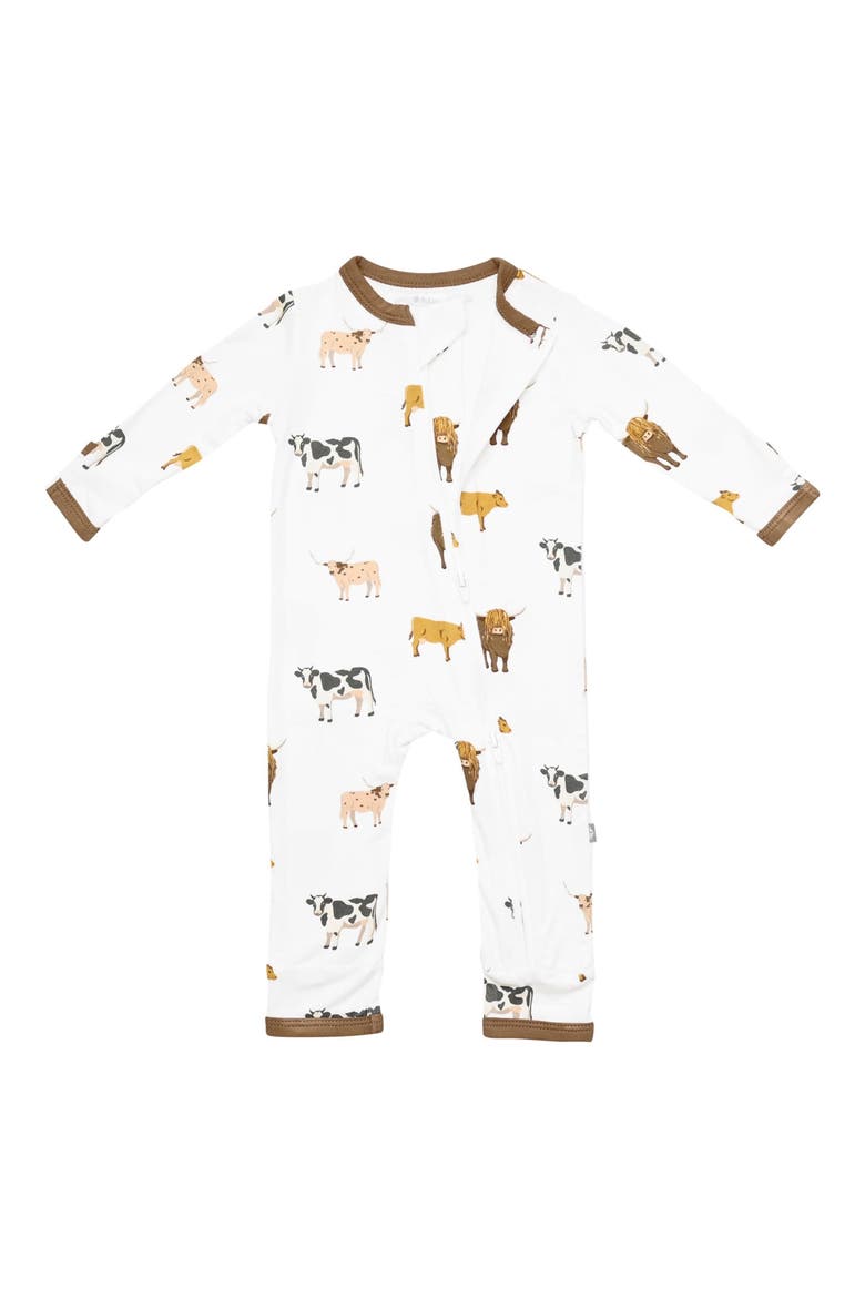 Kids' Cow Print Zip-Up Romper, Alternate, color, MOO