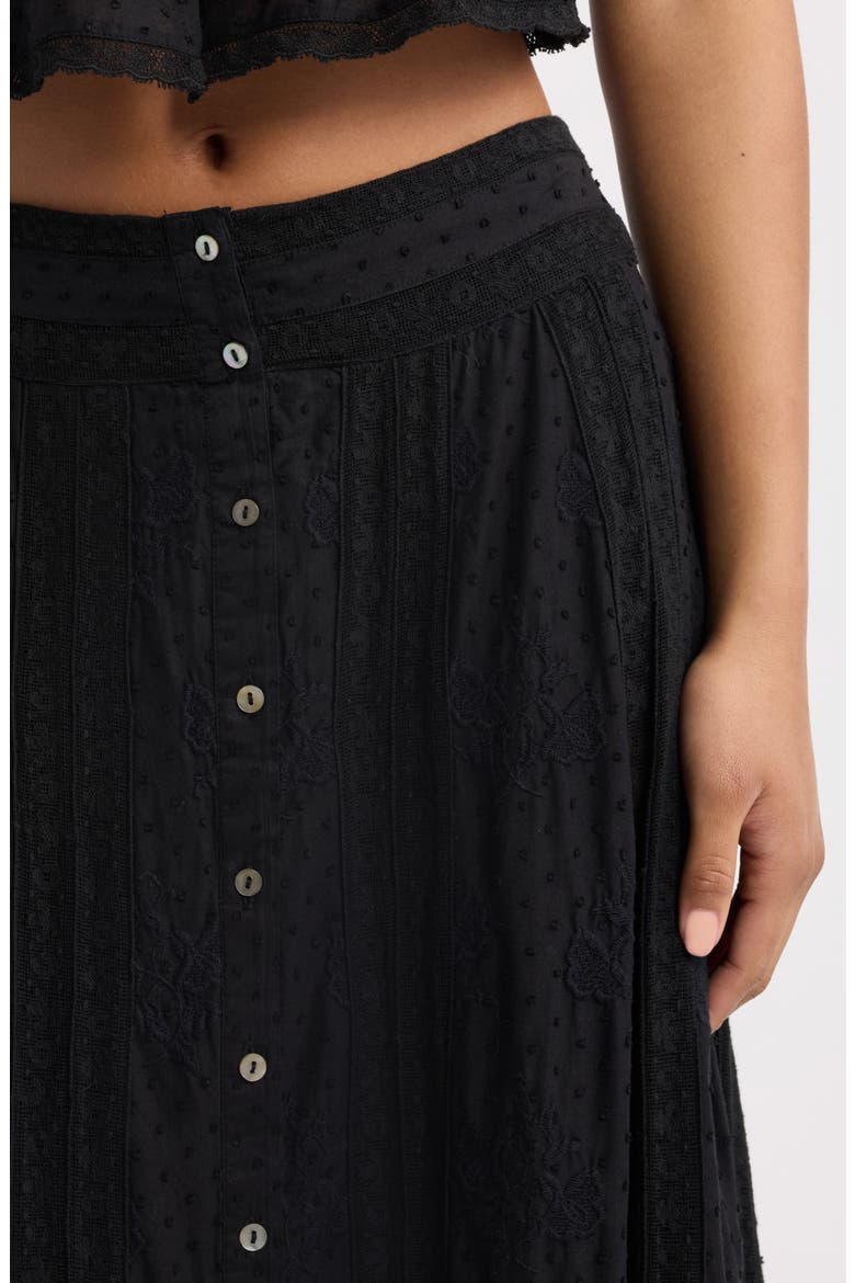 Araminta Lace Clip Dot Maxi Skirt, Alternate, color, BLACK