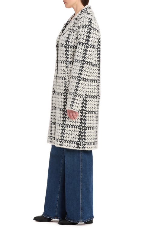 Vince Camuto Plaid Knit Coat In White