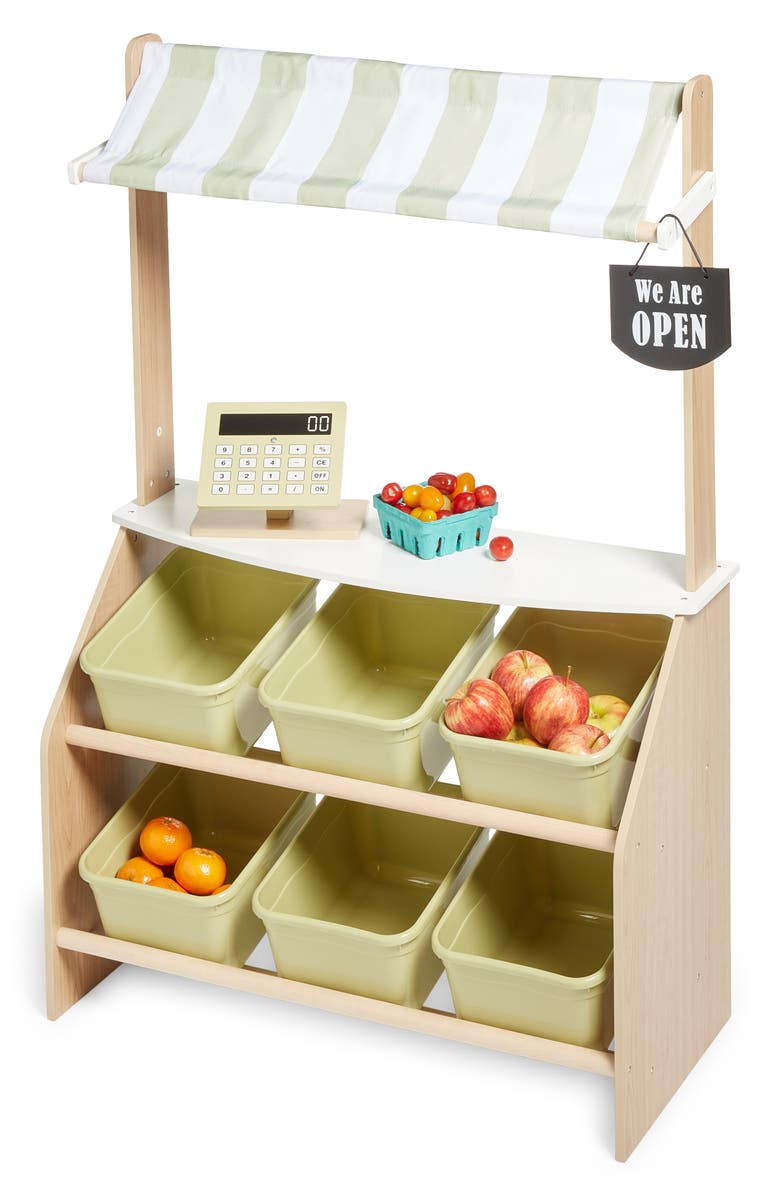 Teamson Kids Little Helper Farmers' Market Stand, Main, color, Olive Green