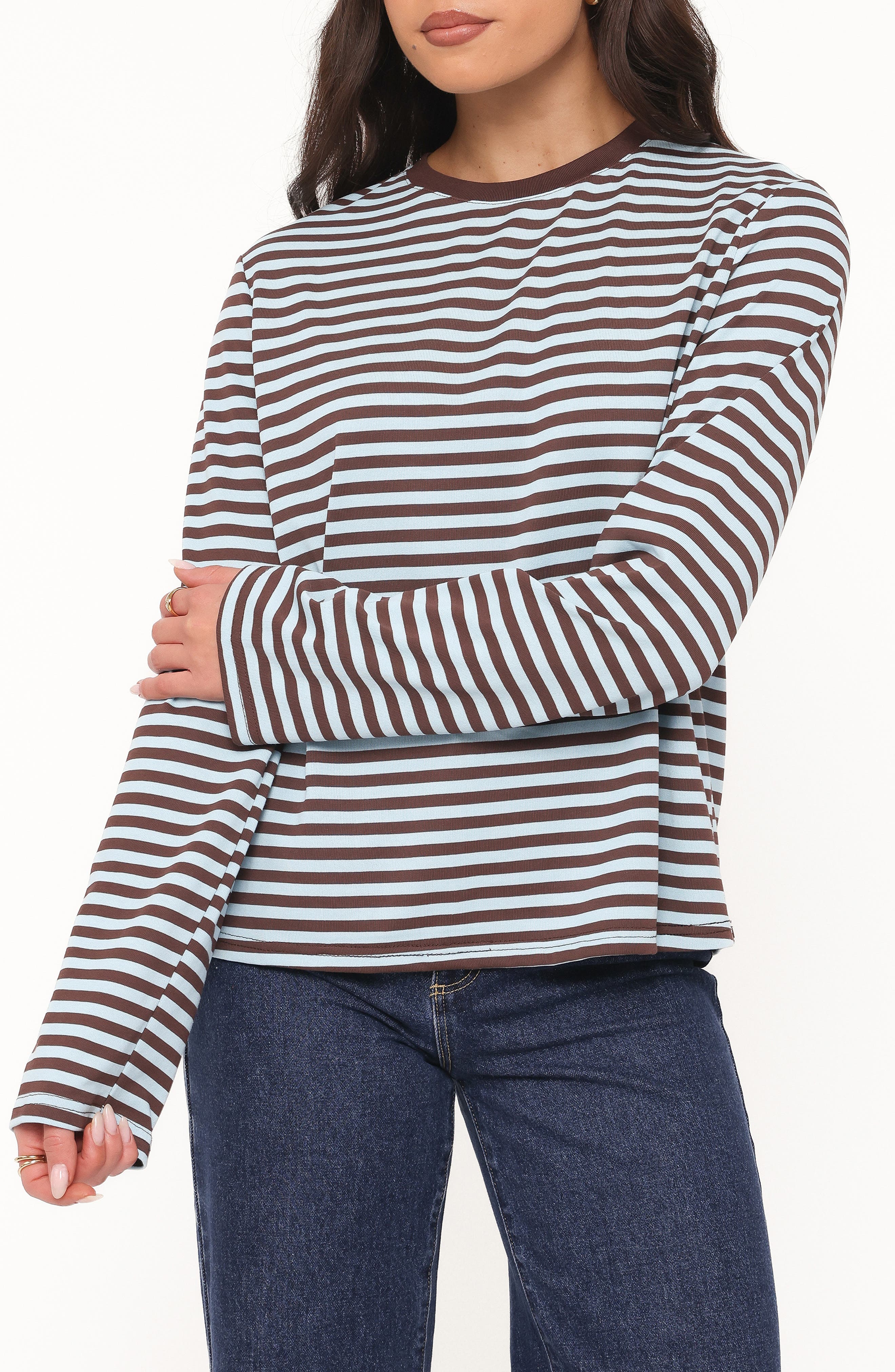 selected BROWN BLUE STRIPE