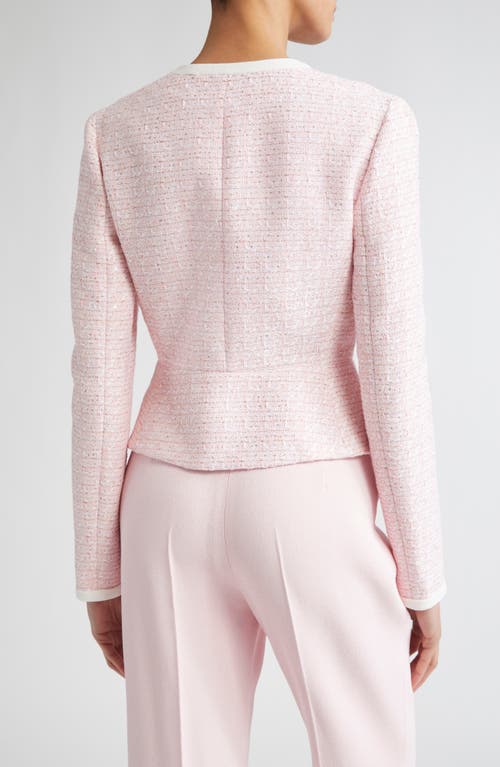 Giambattista Valli Bouclé Tweed Crop Jacket In Rose/ivory