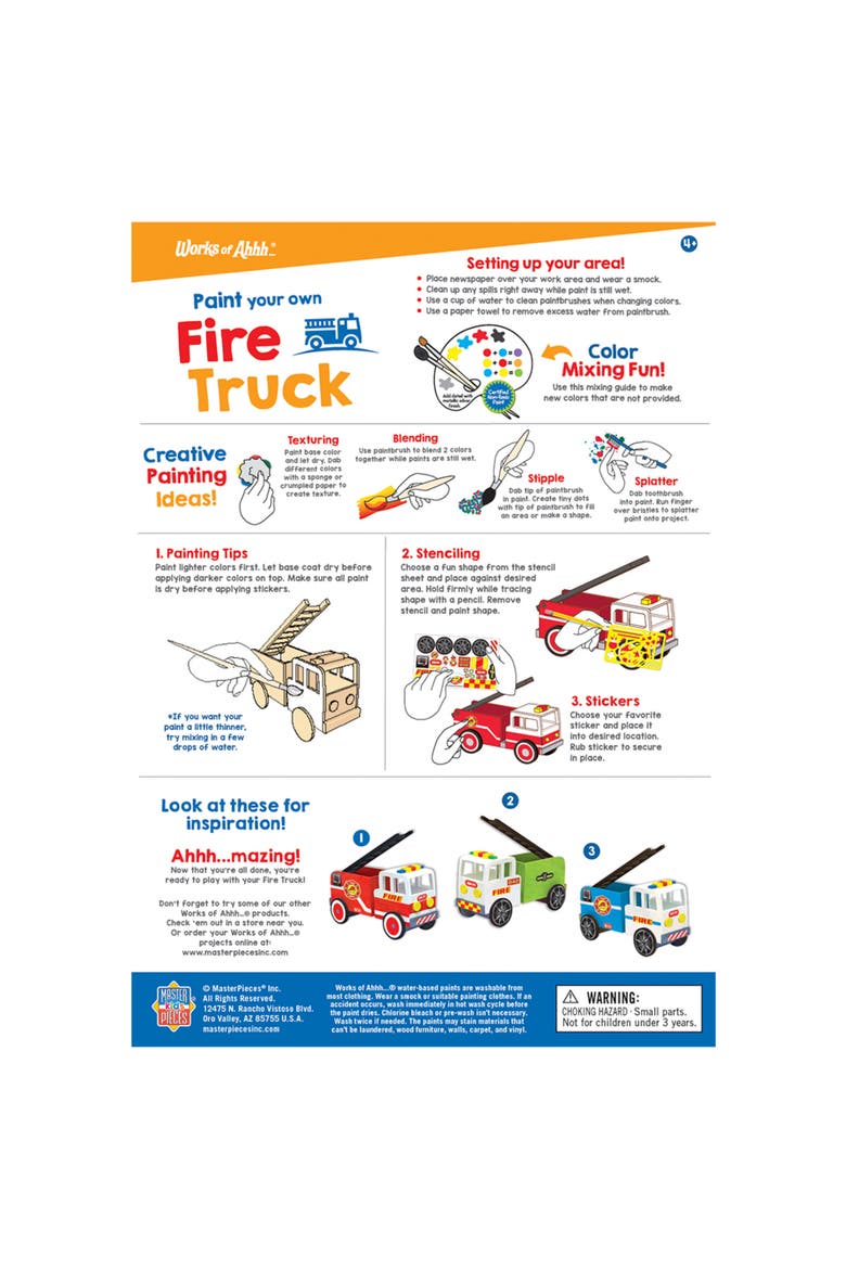 Firetruck Wood Craft & Paint Kit, Alternate, color, Multicolor