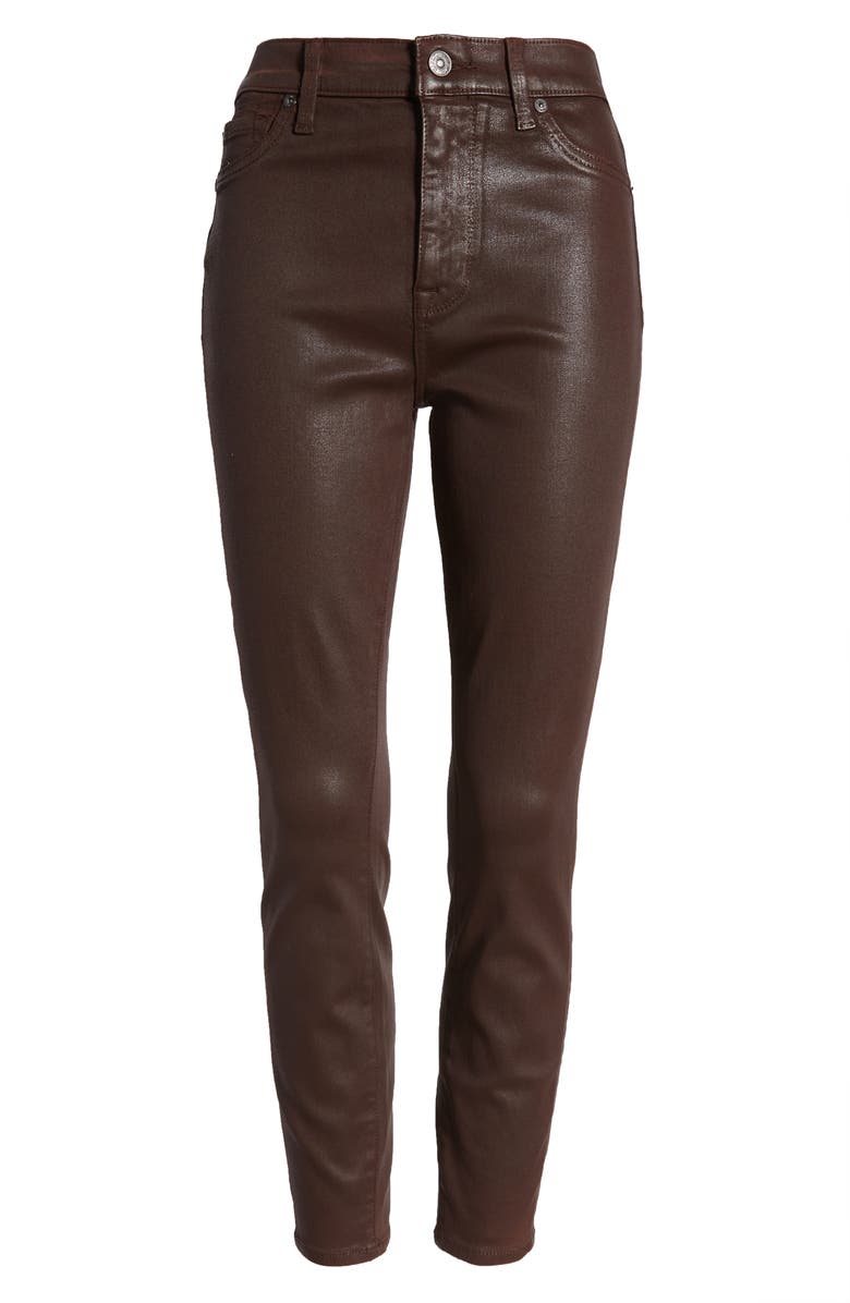 7 For All Mankind Coated High Waist Ankle Skinny Jeans, Alternate, color,