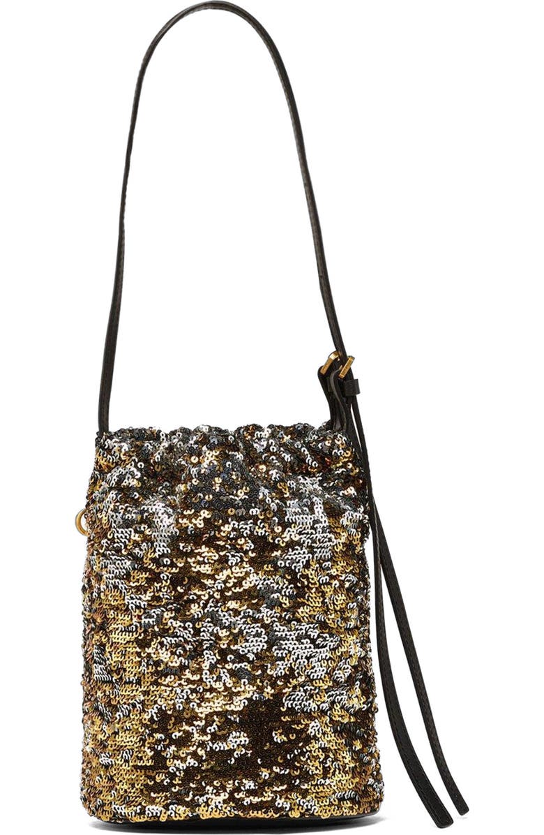 MCM Himmel Sequin Drawstring Bag, Alternate, color, Gold