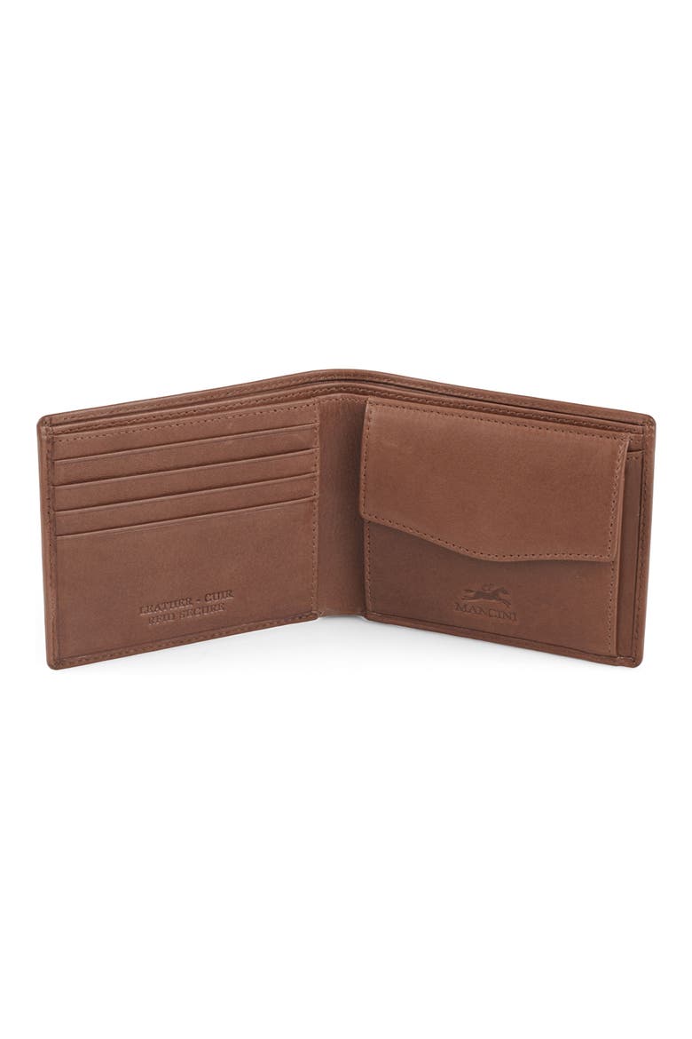 RFID Leather Billfold Wallet, Alternate, color, BROWN